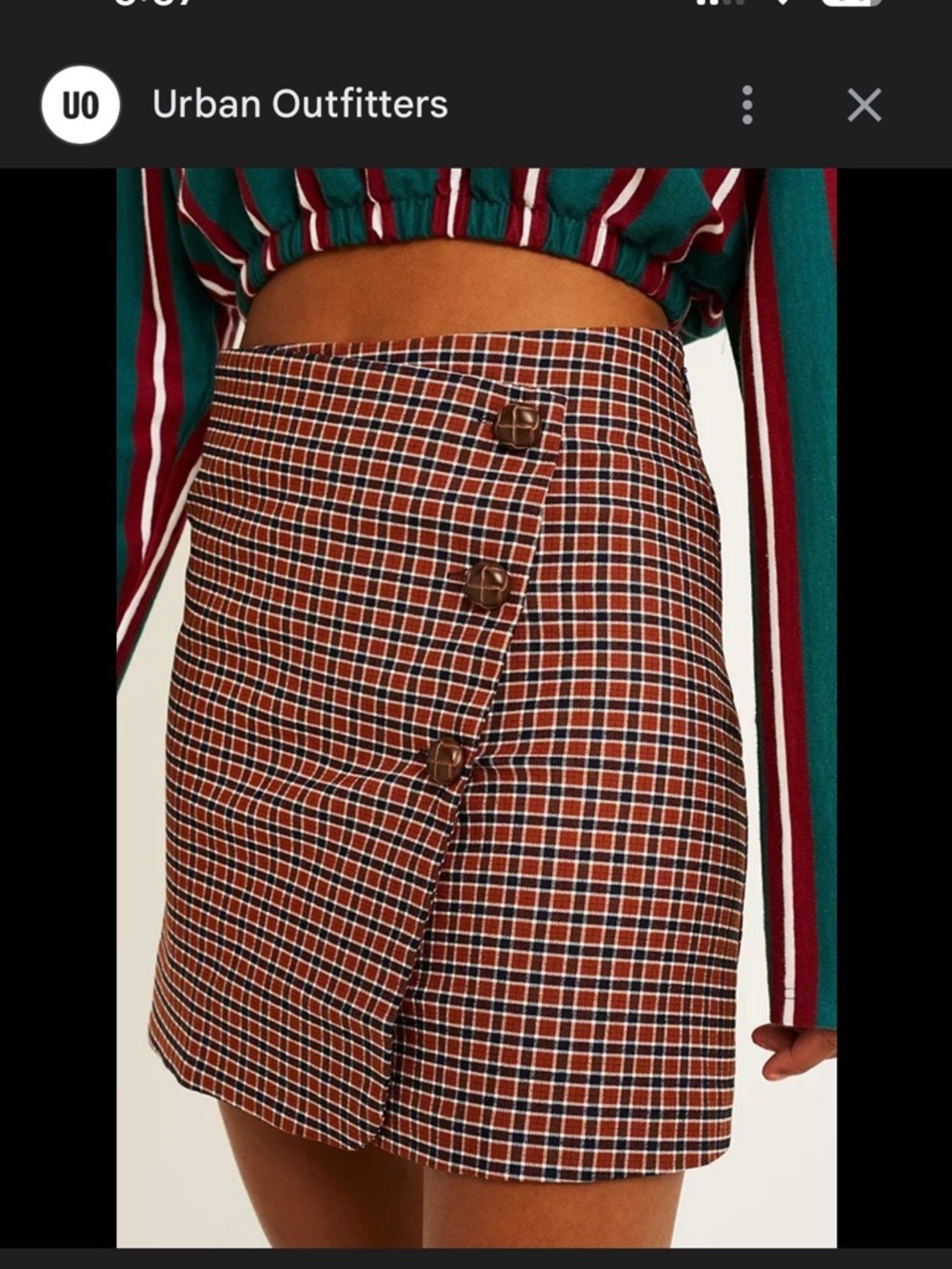 Urban Outfitters Plaid Button-Front Mini Skirt